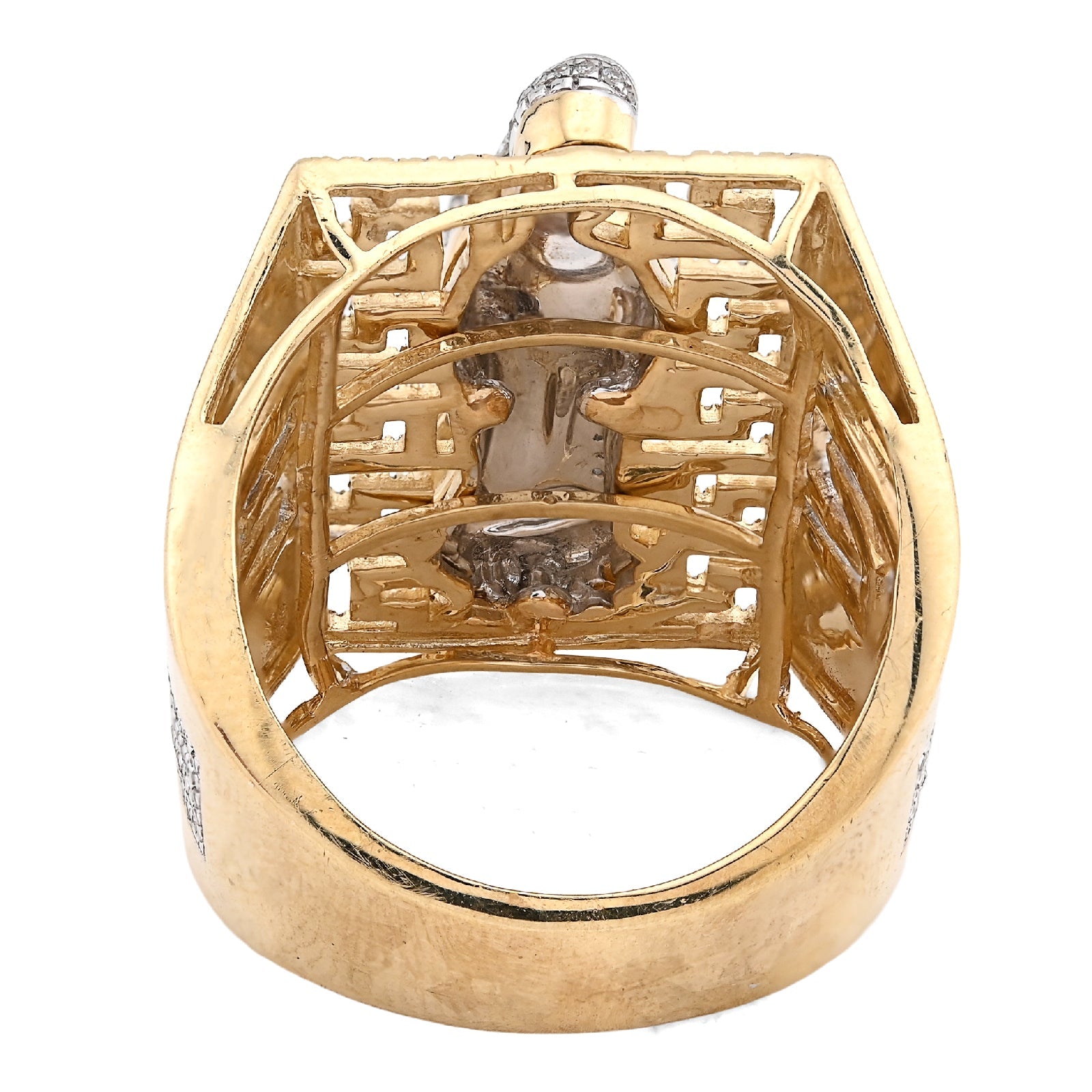 10K Yellow Gold 0.75CT Virgin Mary Rectangular Shape Natural Diamond Men Ring - Elite Jewelers - Rings