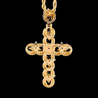 10k Yellow Gold 0.75CTW Natural Diamond Cross w/ Flower on Top Pendant 5g Charm - Elite Jewelers - Charms & Pendants