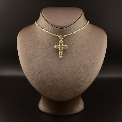 10k Yellow Gold 0.75CTW Natural Diamond Cross w/ Flower on Top Pendant 5g Charm - Elite Jewelers - Charms & Pendants