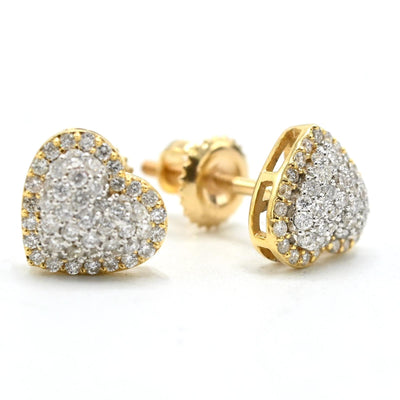 10k Yellow Gold 0.75CTW Natural Diamond Heart Earring and Charm Set For Womens - Elite Jewelers - 