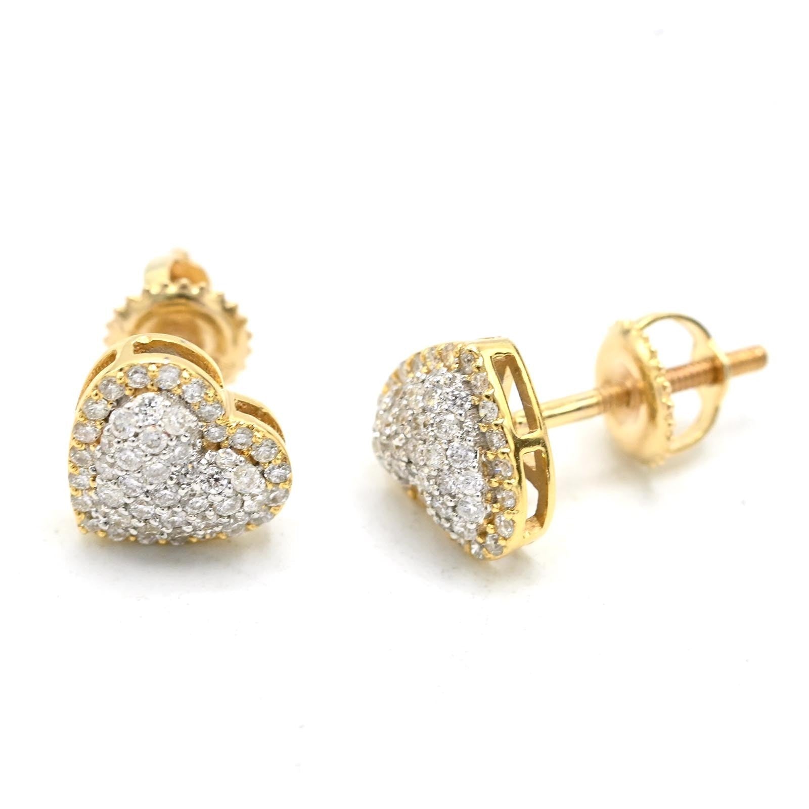 10k Yellow Gold 0.75CTW Natural Diamond Heart Earring and Charm Set For Womens - Elite Jewelers - 