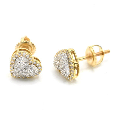 10k Yellow Gold 0.75CTW Natural Diamond Heart Earring and Charm Set For Womens - Elite Jewelers - 
