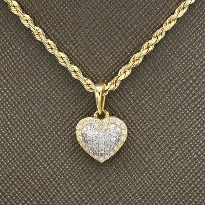 10k Yellow Gold 0.75CTW Natural Diamond Heart Earring and Charm Set For Womens - Elite Jewelers - 