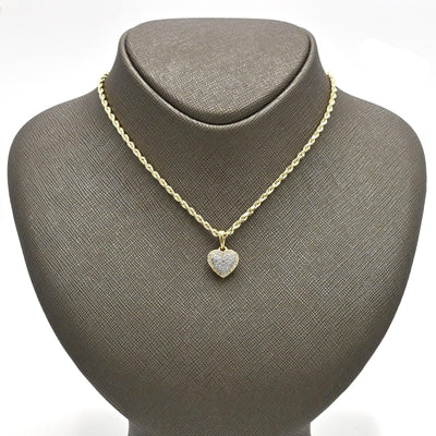 10k Yellow Gold 0.75CTW Natural Diamond Heart Earring and Charm Set For Womens - Elite Jewelers - 