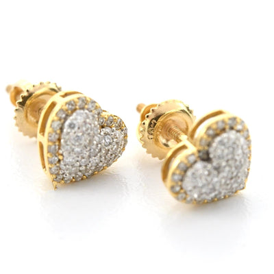 10k Yellow Gold 0.75CTW Natural Diamond Heart Earring and Charm Set For Womens - Elite Jewelers - 