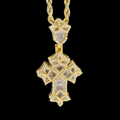 10k Yellow Gold 0.75CTW Natural Round Diamond Cross Pendant Religious 4.7g Charm - Elite Jewelers - Charms & Pendants