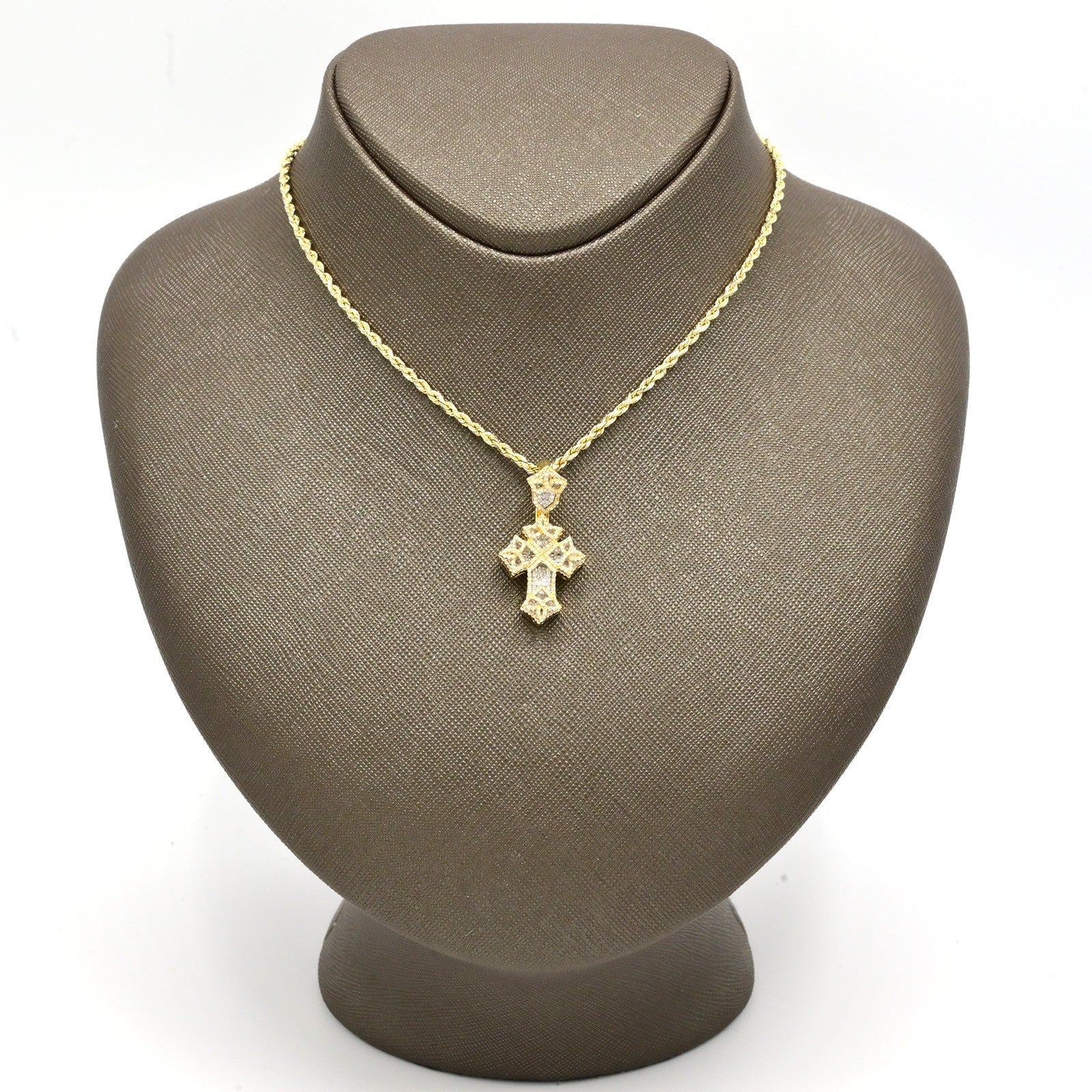 10k Yellow Gold 0.75CTW Natural Round Diamond Cross Pendant Religious 4.7g Charm - Elite Jewelers - Charms & Pendants