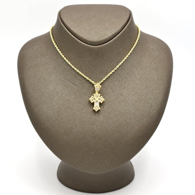 10k Yellow Gold 0.75CTW Natural Round Diamond Cross Pendant Religious 4.7g Charm - Elite Jewelers - Charms & Pendants