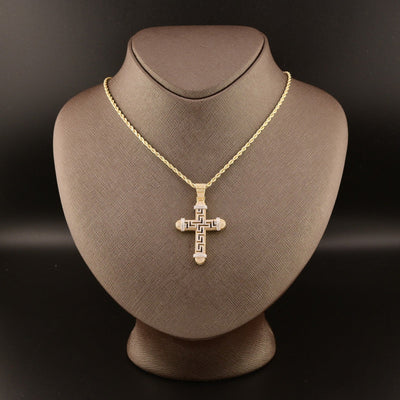 10k Yellow Gold 0.75CTW Natural Round Diamond Cross Pendant Religious 7.1g Charm - Elite Jewelers - Charms & Pendants