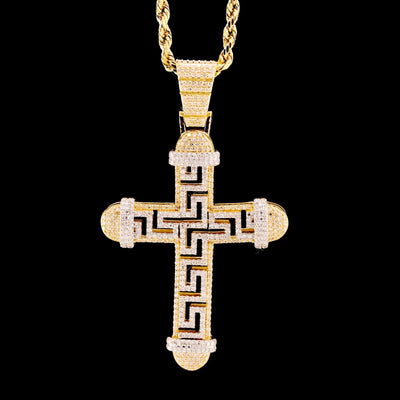 10k Yellow Gold 0.75CTW Natural Round Diamond Cross Pendant Religious 7.1g Charm - Elite Jewelers - Charms & Pendants