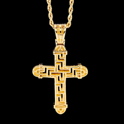 10k Yellow Gold 0.75CTW Natural Round Diamond Cross Pendant Religious 7.1g Charm - Elite Jewelers - Charms & Pendants