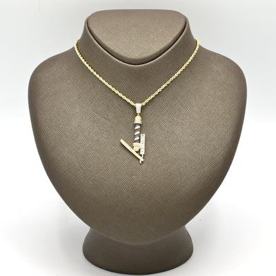 10k Yellow Gold 0.75CTW Natural Round/Baguette Diamond Barber Pendant 4.1g Charm - Elite Jewelers - Charms & Pendants