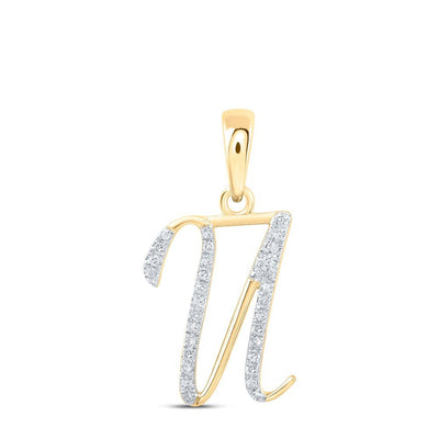 10k Yellow Gold 0.76gms 0.1CTW Natural Diamond Initial "U" Letter Pendant Charm - Elite Jewelers - Charms & Pendants