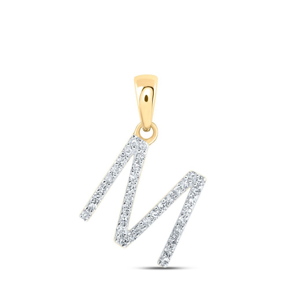 10k Yellow Gold 0.79gms 0.15CTW Natural Diamond Initial "M" Letter Pendant Charm - Elite Jewelers - Charms & Pendants