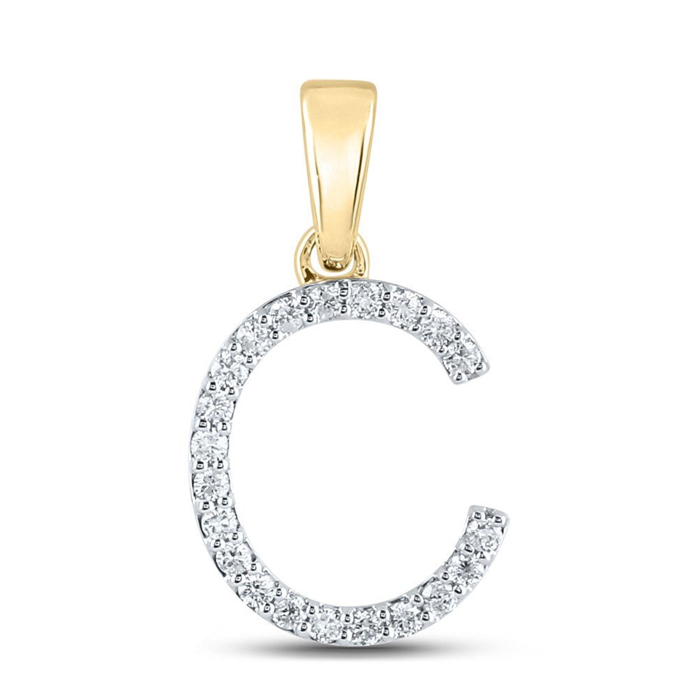 10k Yellow Gold 0.79gms 0.19CTW Natural Diamond Initial "C" Letter Pendant Charm - Elite Jewelers - Charms & Pendants