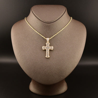 10k Yellow Gold 0.7CTW Natural Round Diamond Cross Religious Pendant 6.3g Charm - Elite Jewelers - Charms & Pendants