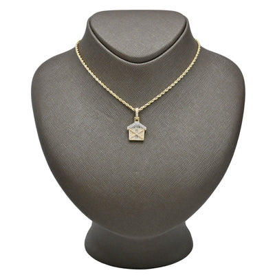 10k Yellow Gold 0.7CTW Round & Baguette Diamond Trap House Pendant 2.5g Charm - Elite Jewelers - Charms & Pendants