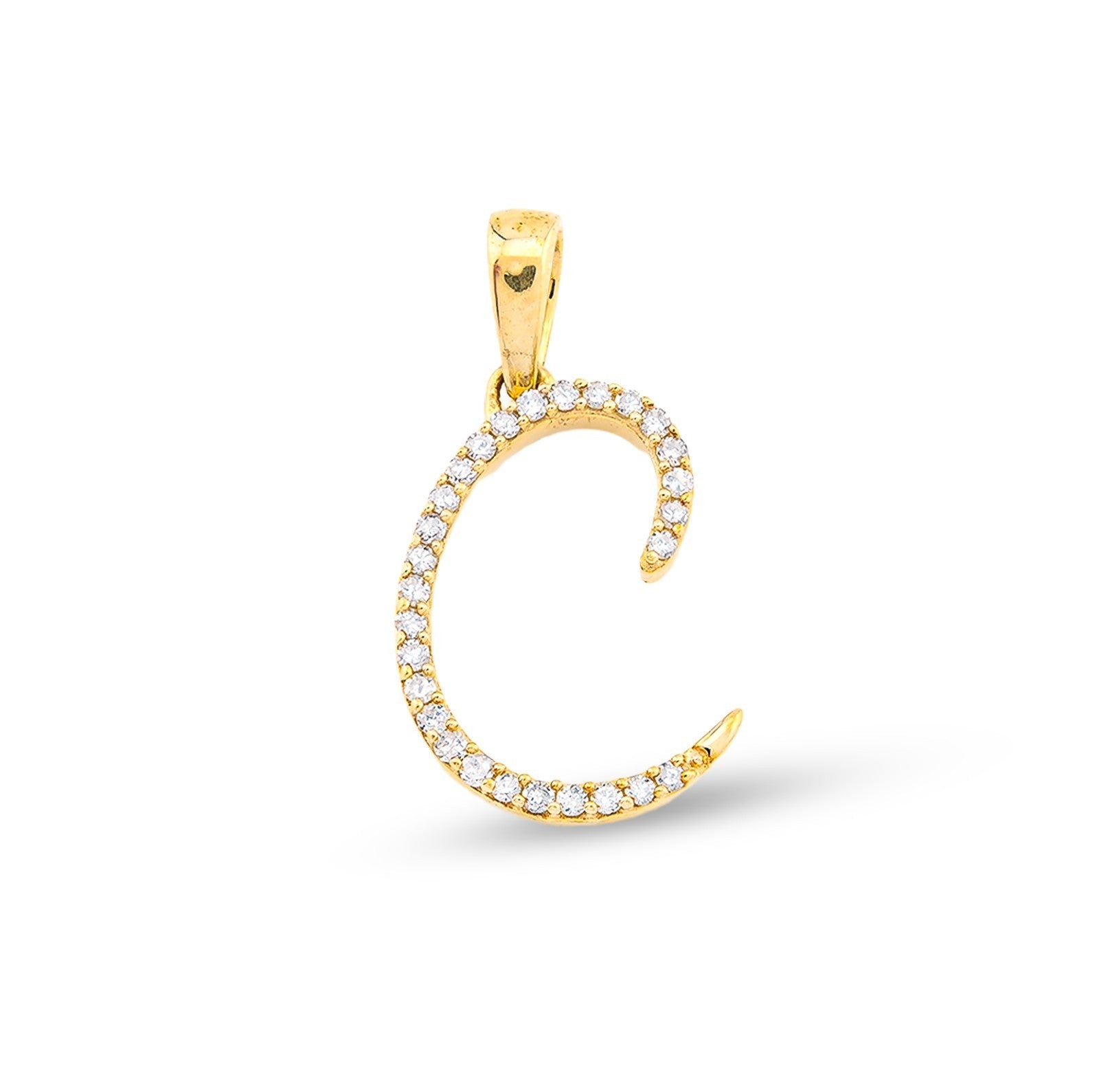 10k Yellow Gold 0.7g 0.11CTW Natural Diamond Initial "C" Alphabet Pendant Charm - Elite Jewelers - Charms & Pendants