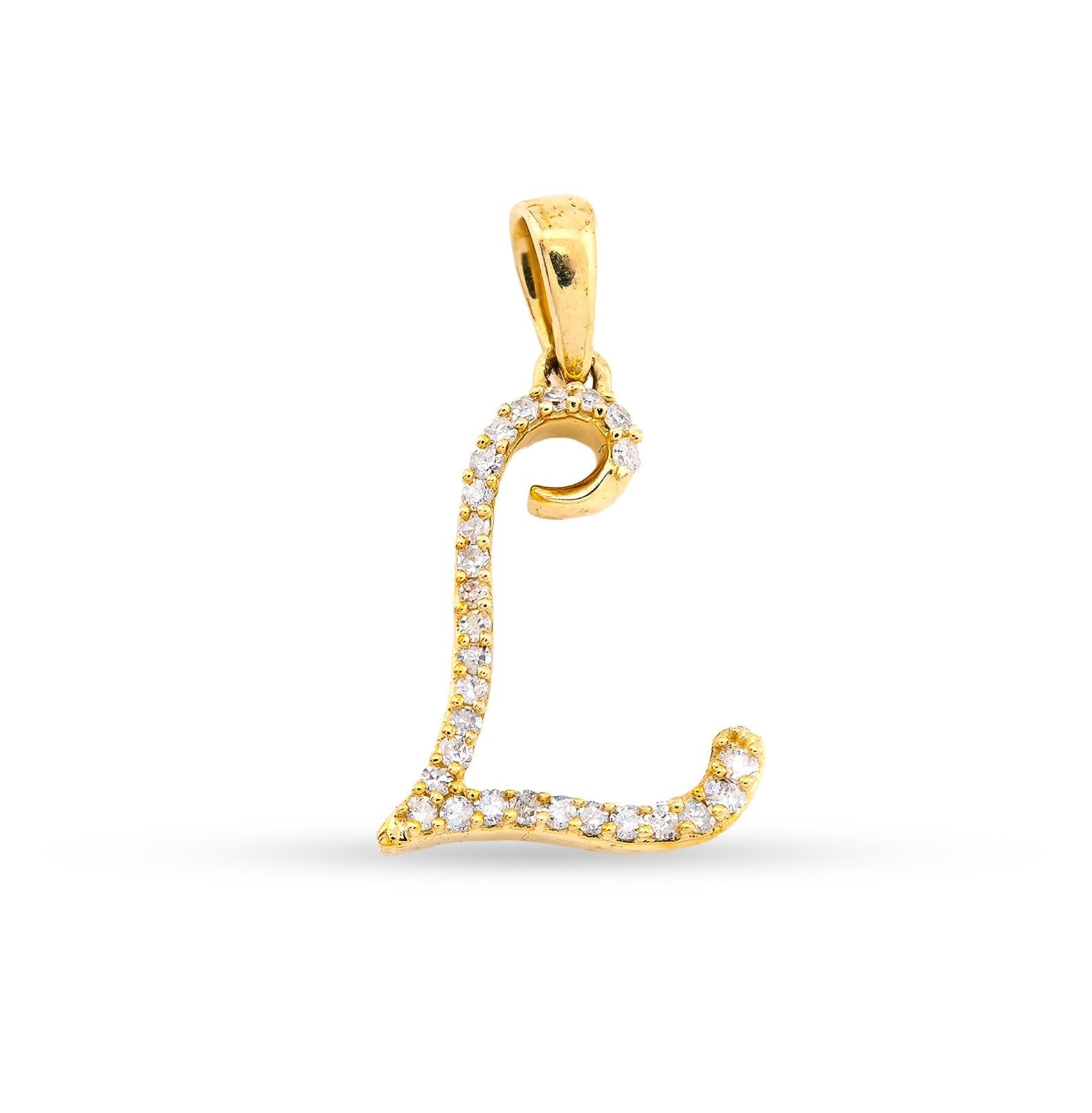 10k Yellow Gold 0.7g 0.12CTW Natural Diamond Initial "L" Letter Pendant Charm - Elite Jewelers - Charms & Pendants