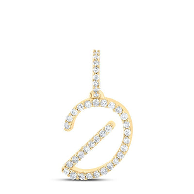 10k Yellow Gold 0.7gms 0.16CTW Natural Diamond Initial "D" Letter Pendant Charm - Elite Jewelers - Charms & Pendants