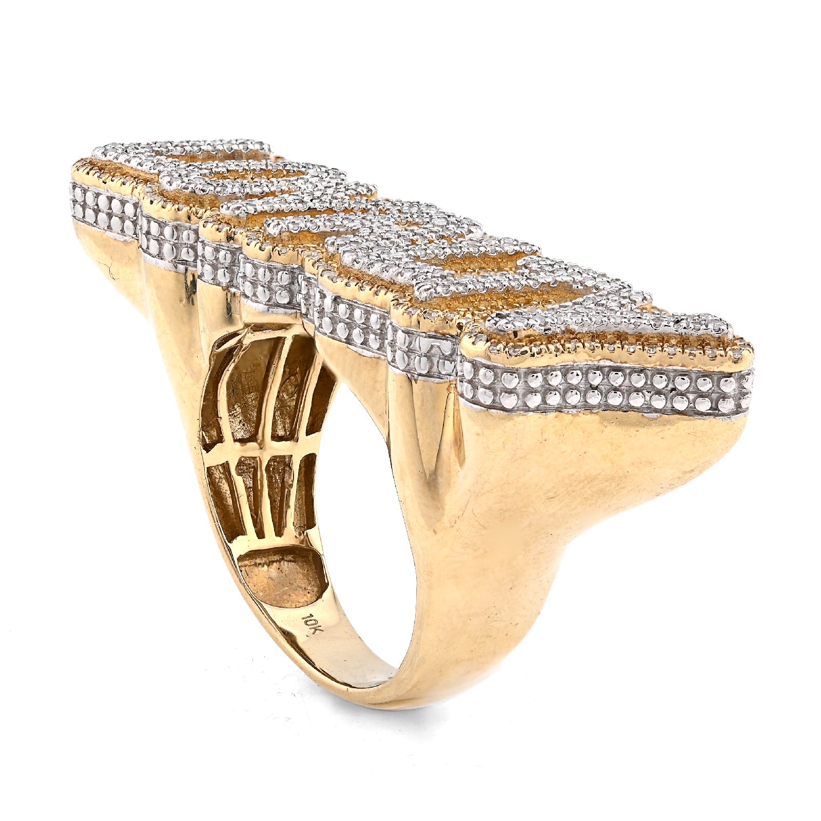 10K Yellow Gold 0.80CT Natural Diamond "LOYALTY" Men Custom Pinky Ring - Elite Jewelers - Rings