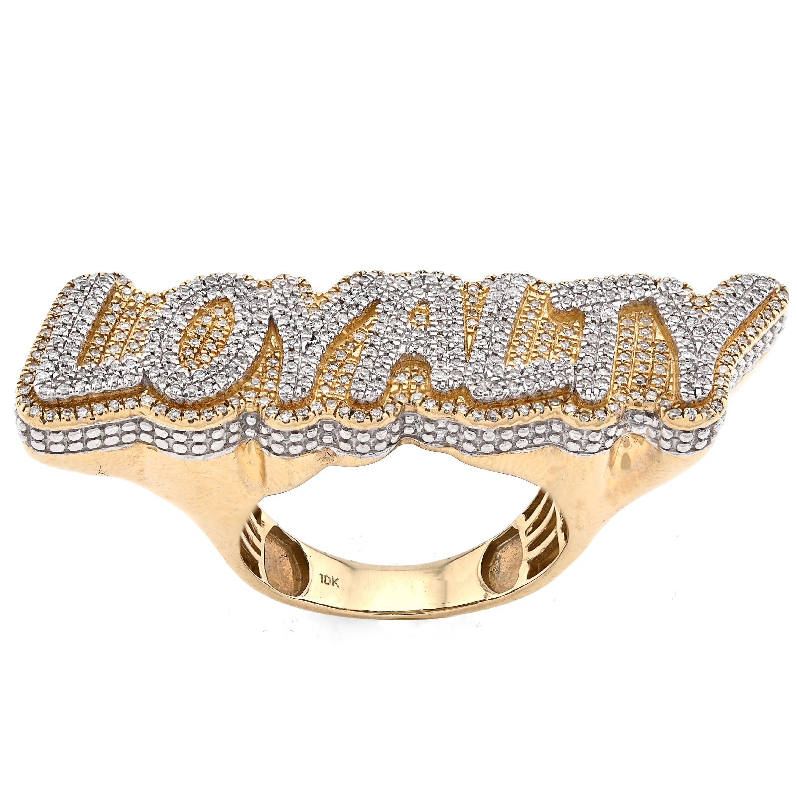 10K Yellow Gold 0.80CT Natural Diamond "LOYALTY" Men Custom Pinky Ring - Elite Jewelers - Rings