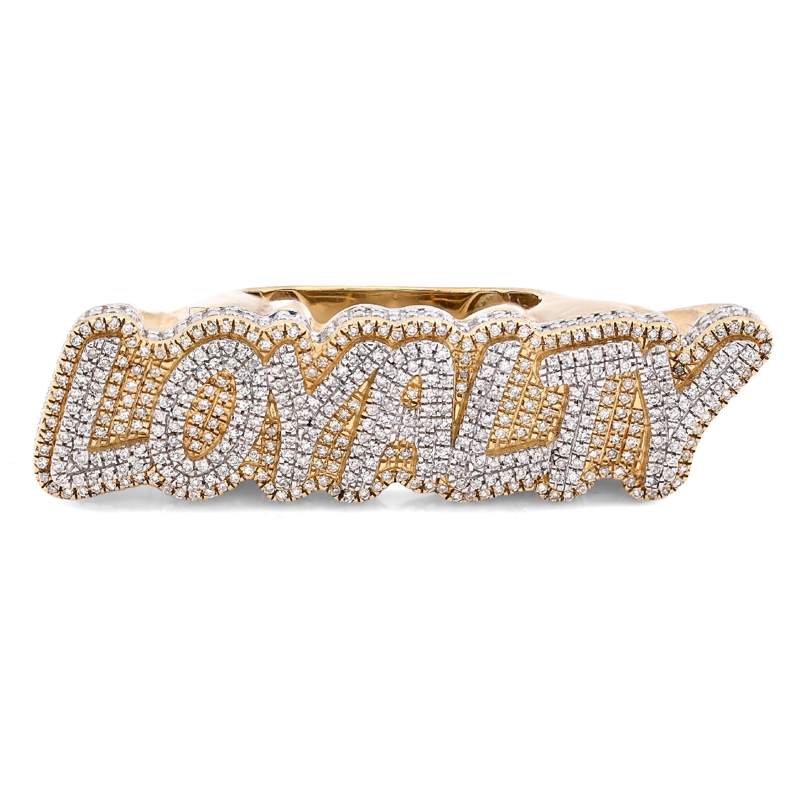 10K Yellow Gold 0.80CT Natural Diamond "LOYALTY" Men Custom Pinky Ring - Elite Jewelers - Rings