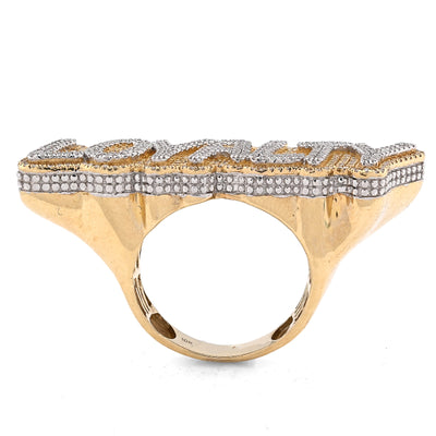 10K Yellow Gold 0.80CT Natural Diamond "LOYALTY" Men Custom Pinky Ring - Elite Jewelers - Rings