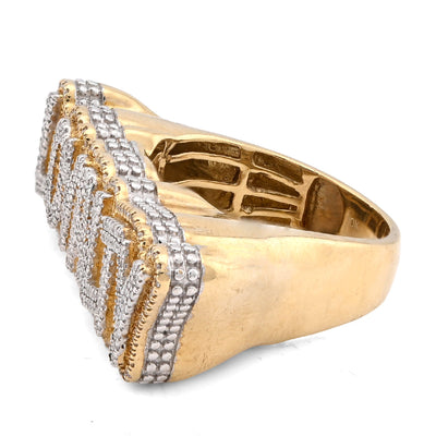 10K Yellow Gold 0.80CT Natural Diamond "LOYALTY" Men Custom Pinky Ring - Elite Jewelers - Rings