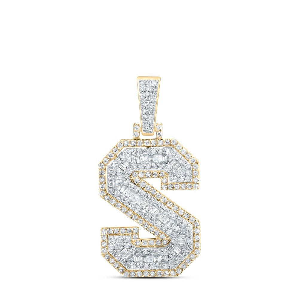 10k Yellow Gold 0.82 CTW Natural Round Diamond Initial "S" Charm 3.8g Pendant - Elite Jewelers - Charms & Pendants