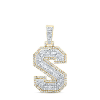 10k Yellow Gold 0.82 CTW Natural Round Diamond Initial "S" Charm 3.8g Pendant - Elite Jewelers - Charms & Pendants