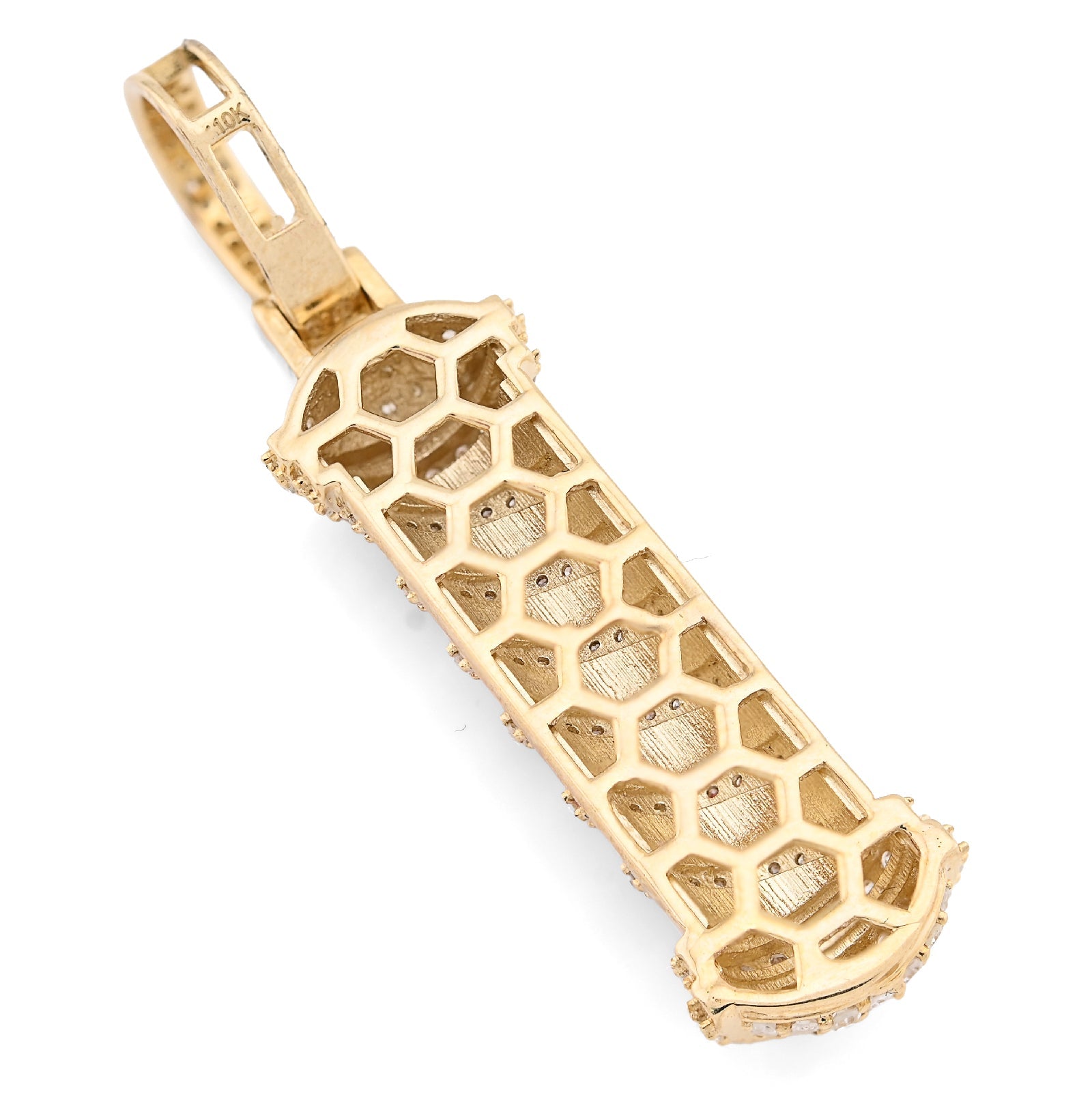 10K Yellow Gold 0.85CT Natural Diamond Barber Roll Pendnat 4.4g Charm - Elite Jewelers - Charms & Pendants