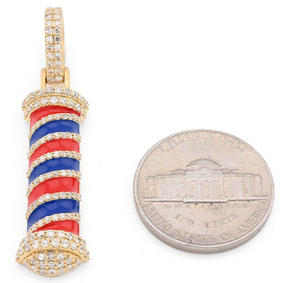 10K Yellow Gold 0.85CT Natural Diamond Barber Roll Pendnat 4.4g Charm - Elite Jewelers - Charms & Pendants