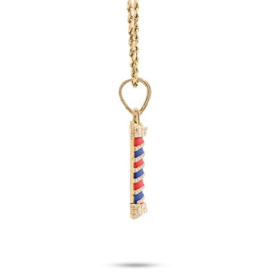 10K Yellow Gold 0.85CT Natural Diamond Barber Roll Pendnat 4.4g Charm - Elite Jewelers - Charms & Pendants