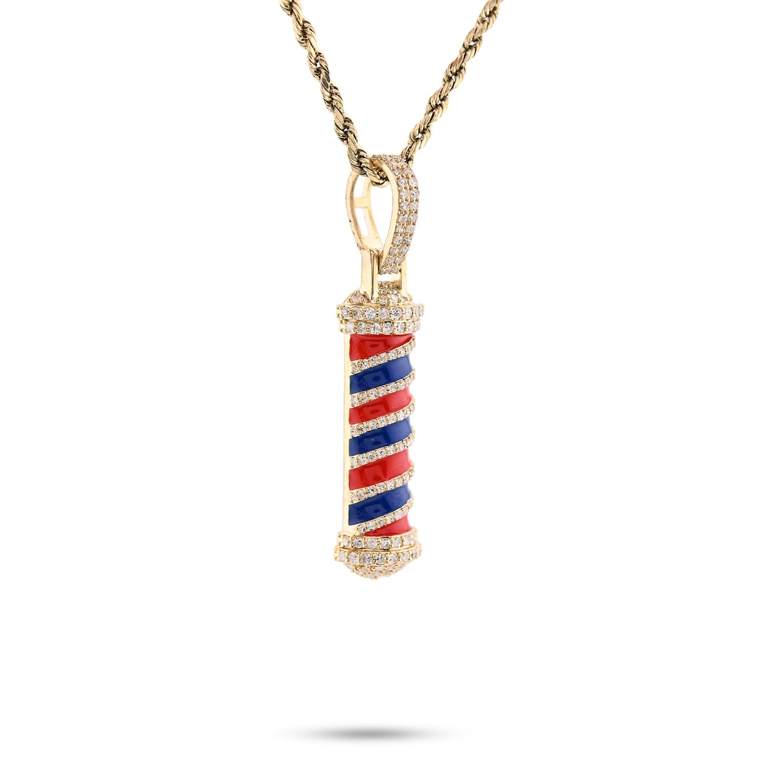 10K Yellow Gold 0.85CT Natural Diamond Barber Roll Pendnat 4.4g Charm - Elite Jewelers - Charms & Pendants