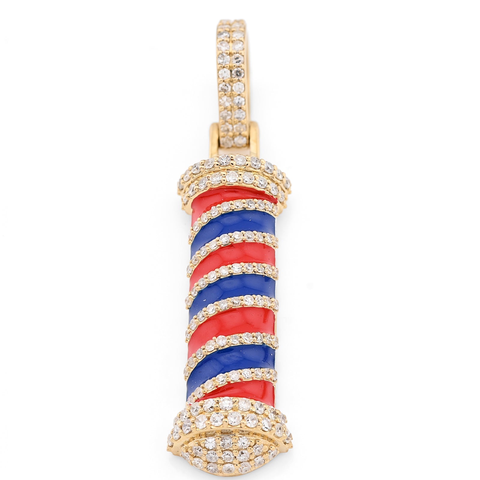 10K Yellow Gold 0.85CT Natural Diamond Barber Roll Pendnat 4.4g Charm - Elite Jewelers - Charms & Pendants