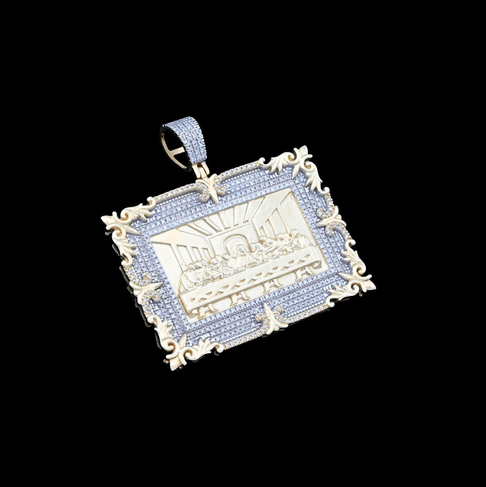 10k Yellow Gold 0.8CTW Natural Diamond Last Supper Apostles Pendant 14.7g Charm - Elite Jewelers - Charms & Pendants
