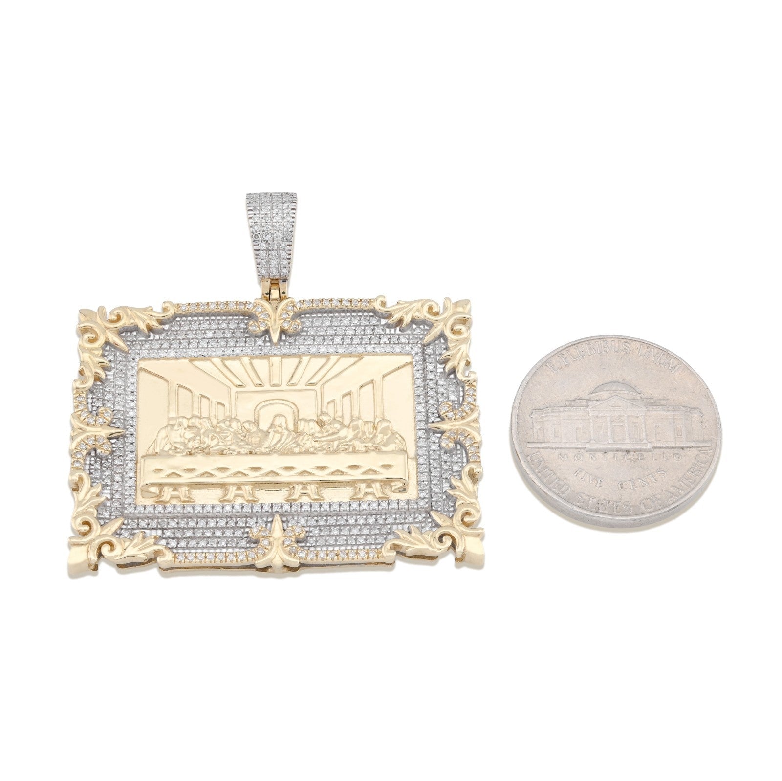 10k Yellow Gold 0.8CTW Natural Diamond Last Supper Apostles Pendant 14.7g Charm - Elite Jewelers - Charms & Pendants