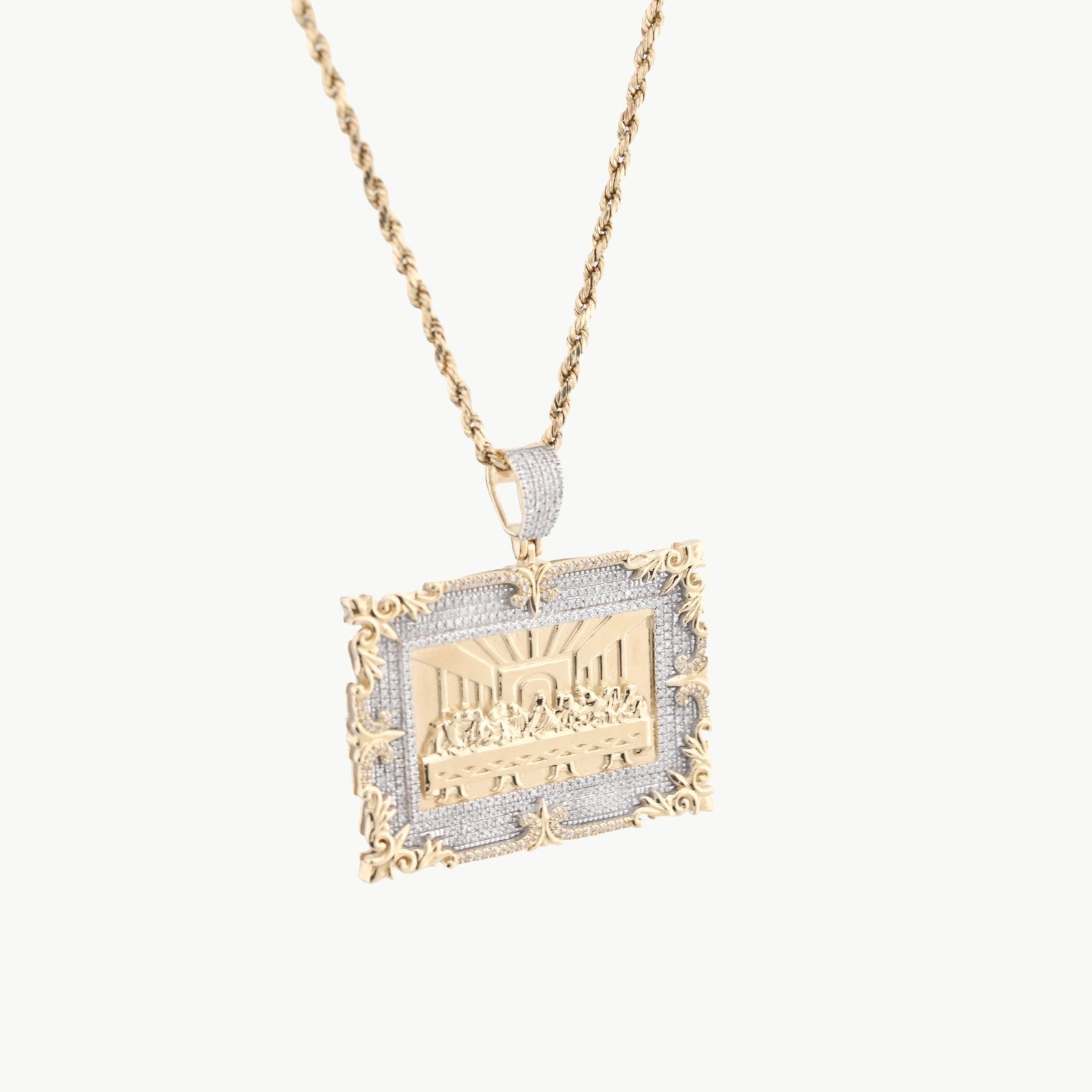 10k Yellow Gold 0.8CTW Natural Diamond Last Supper Apostles Pendant 14.7g Charm - Elite Jewelers - Charms & Pendants