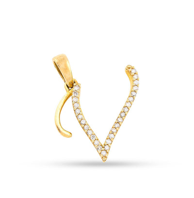 10k Yellow Gold 0.8g 0.12CTW Natural Diamond Initial "V" Letter Pendant Charm - Elite Jewelers - Charms & Pendants