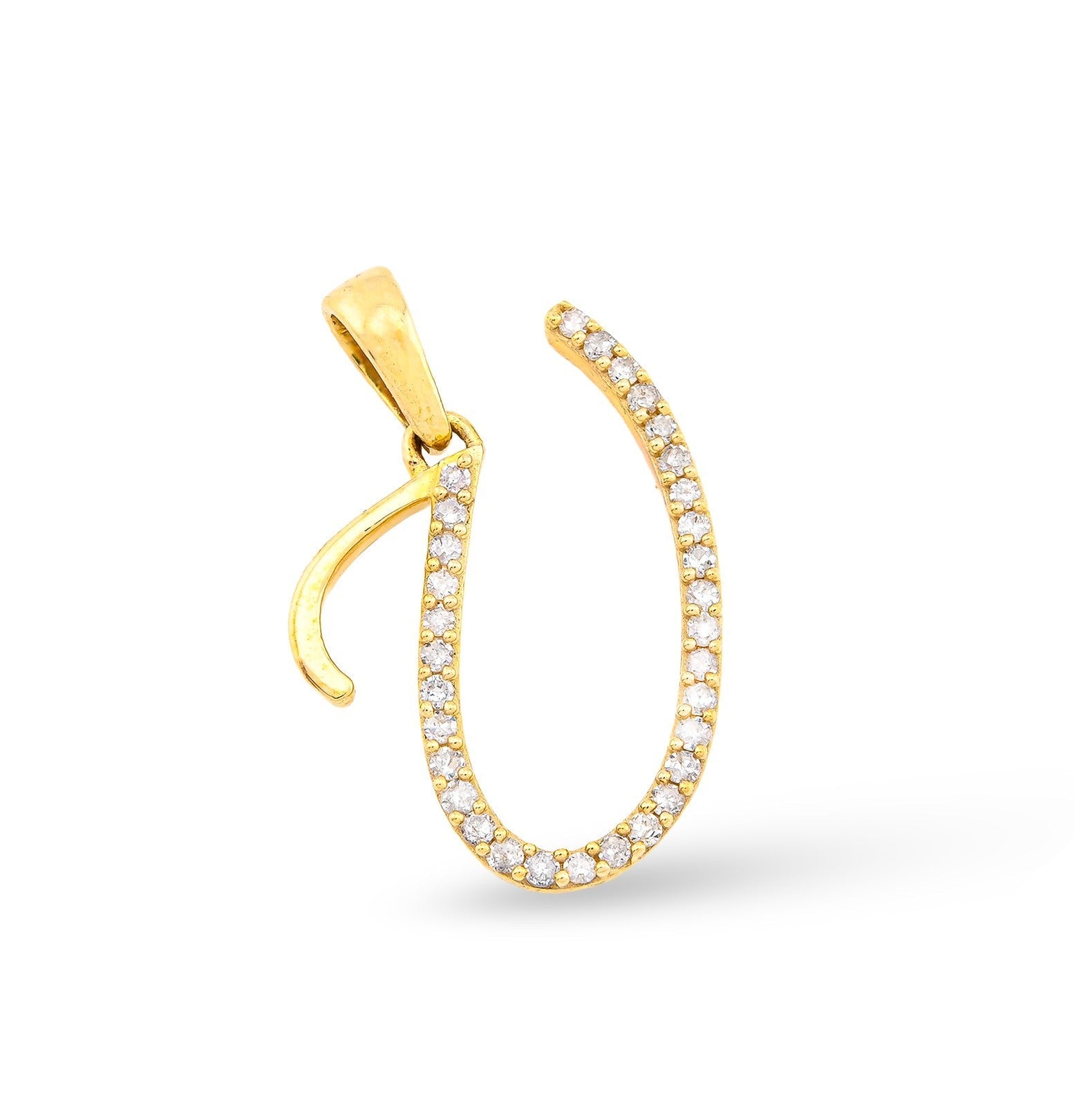 10k Yellow Gold 0.8g 0.14CTW Natural Diamond Initial "U" Alphabet Pendant Charm - Elite Jewelers - Charms & Pendants