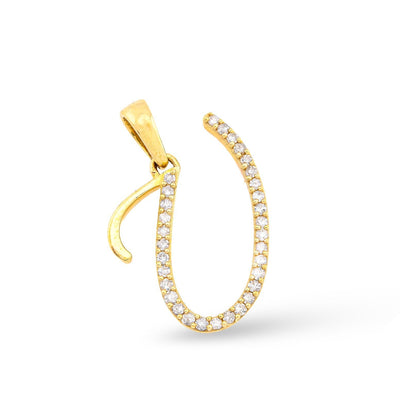 10k Yellow Gold 0.8g 0.14CTW Natural Diamond Initial "U" Alphabet Pendant Charm - Elite Jewelers - Charms & Pendants