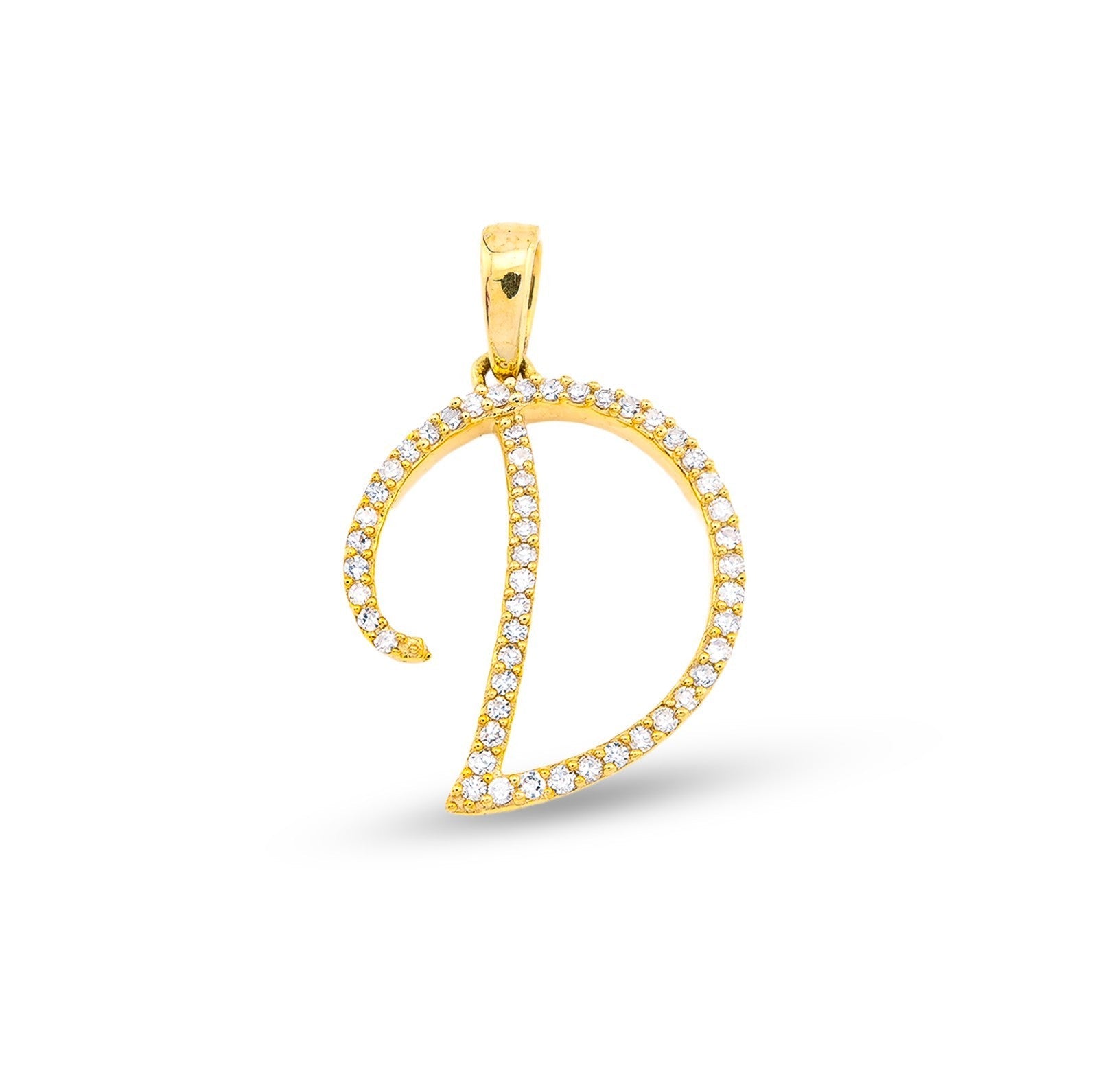 10k Yellow Gold 0.8g 0.16CTW Natural Diamond Initial "D" Letter Pendant Charm - Elite Jewelers - Charms & Pendants