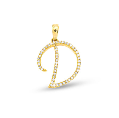 10k Yellow Gold 0.8g 0.16CTW Natural Diamond Initial "D" Letter Pendant Charm - Elite Jewelers - Charms & Pendants