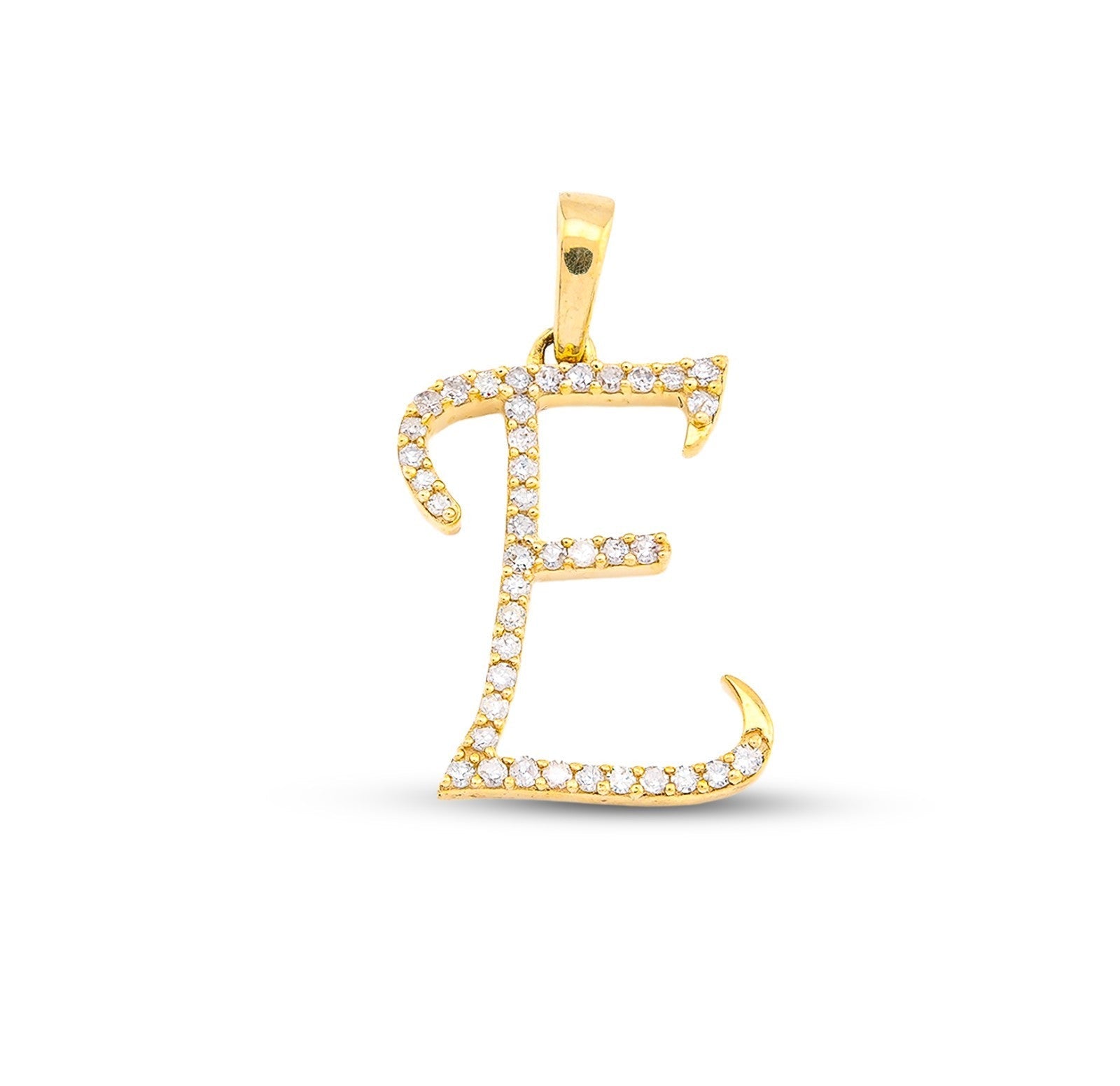 10k Yellow Gold 0.8g 0.17CTW Natural Diamond Initial "E" Letter Pendant Charm - Elite Jewelers - Charms & Pendants
