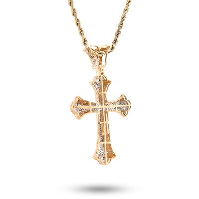 10K Yellow Gold 0.90CT natural Diamond Cross Pendnat 47.5MM Religious Men Women Pendant 4.5g - Elite Jewelers - Charms & Pendants