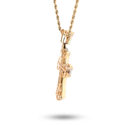 10K Yellow Gold 0.90CT natural Diamond Cross Pendnat 47.5MM Religious Men Women Pendant 4.5g - Elite Jewelers - Charms & Pendants