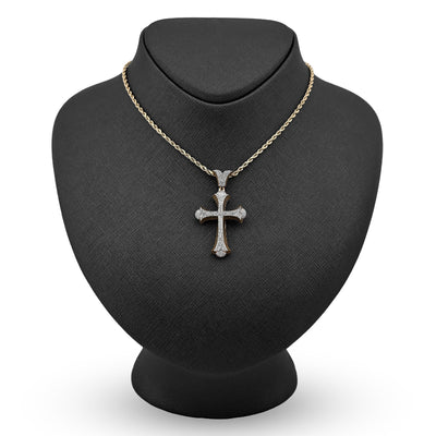 10K Yellow Gold 0.90CT natural Diamond Cross Pendnat 47.5MM Religious Men Women Pendant 4.5g - Elite Jewelers - Charms & Pendants