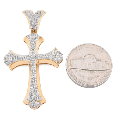 10K Yellow Gold 0.90CT natural Diamond Cross Pendnat 47.5MM Religious Men Women Pendant 4.5g - Elite Jewelers - Charms & Pendants