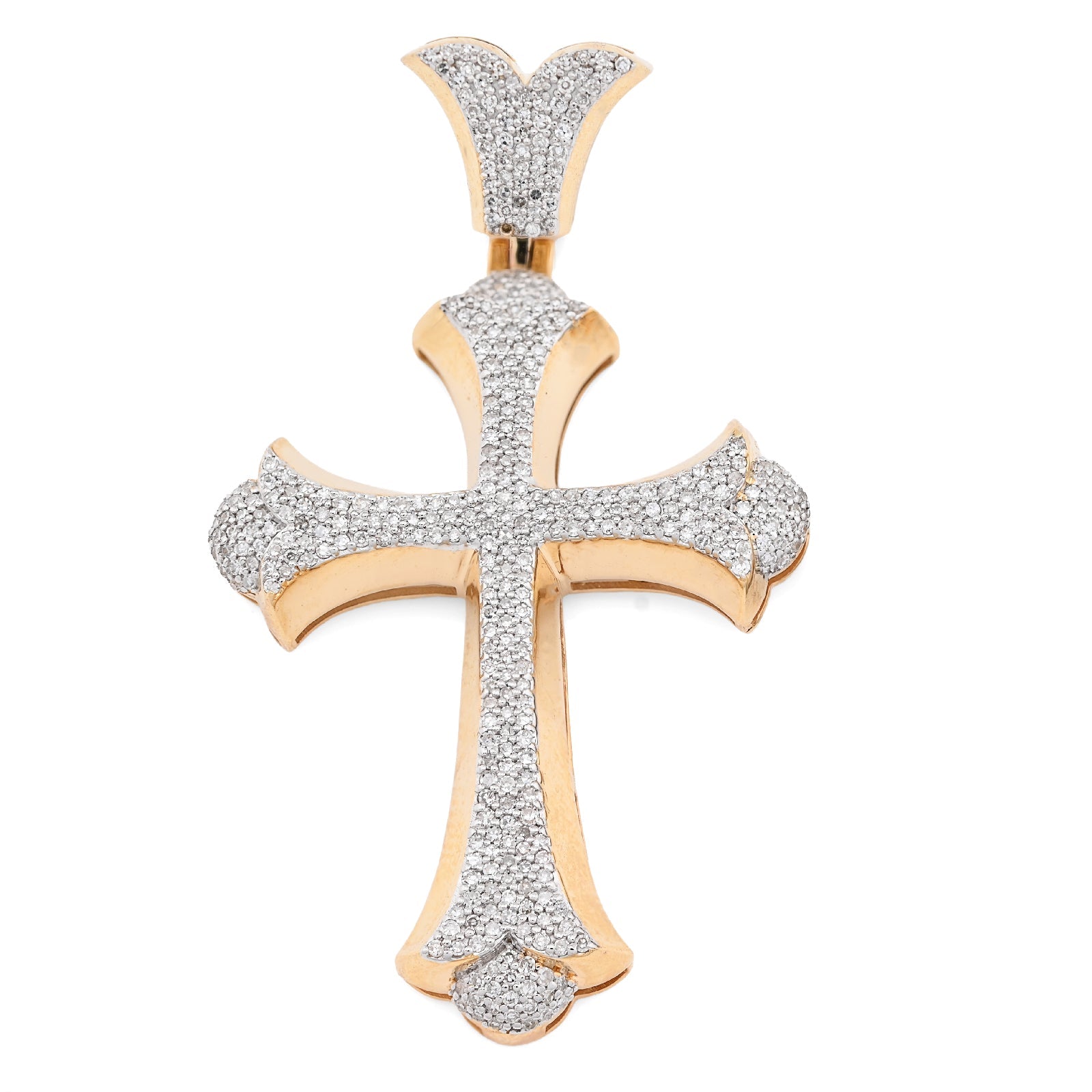 10K Yellow Gold 0.90CT natural Diamond Cross Pendnat 47.5MM Religious Men Women Pendant 4.5g - Elite Jewelers - Charms & Pendants